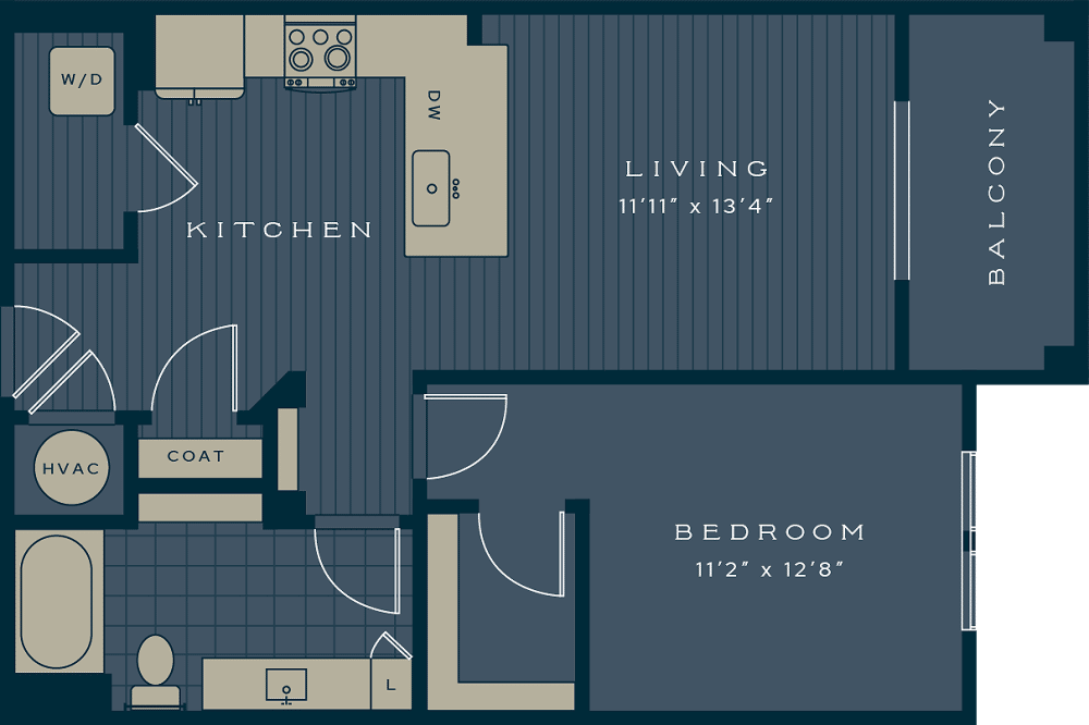 The Terrapin 1 bedroom and 1 bathroom 772 sq. ft.