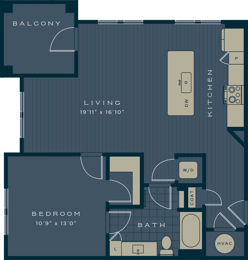 The Kemp 1 bedroom and 1 bathroom 893 sq. ft.
