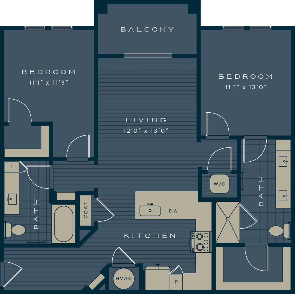 The Flatback 2 bedroom and 2 bathroom 1140 sq. ft.