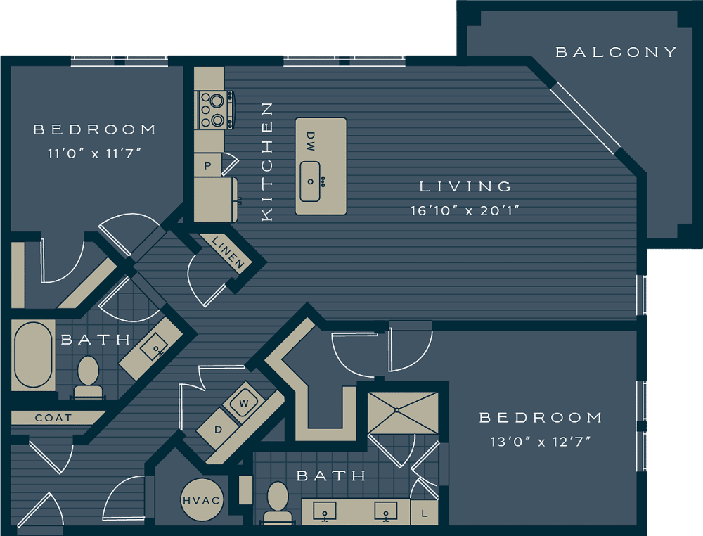 The Caretta 2 bedroom and 2 bathroom 1274 sq. ft.
